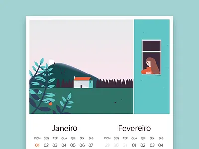 Calendar 2017 2017 autumn girl house landscape seasons shadow spring summer trees winter