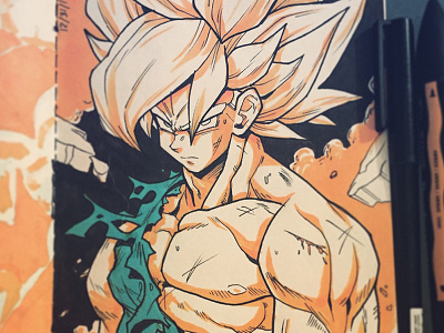 Goku action anime comic book dragonball z drawing goku illustration manga movie study