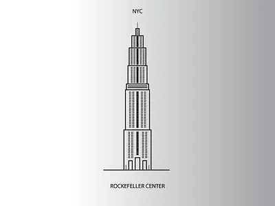 Rockefeller Center black and white illustration illustrator new york new york city ny nyc rockefeller rockefeller center simple