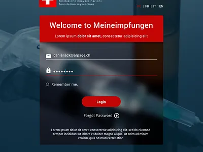 Meineimpfungen Login Page concept design ui ux