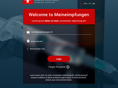 Meineimpfungen Login Page concept design ui ux
