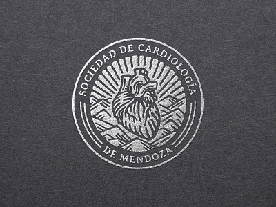 Logo for an association of cardiologists. association branding cardio heart identity logo mountains sun sunrise