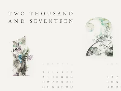 2017 2017 art calendar collaboration floral month numerals painting typography watercolor