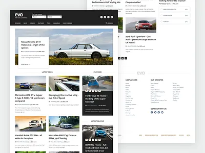 EVO Home Concept article blog cards evo magazine posts ui user interface visual design web web design website