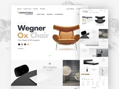 Furniture website (Black&Gold) black chair furniture gold mockup modern product room sofa style website wireframe