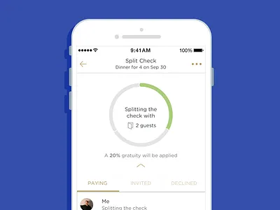 Digital Check Splitting: Status Screen app chart dining ios payment restaurant split check