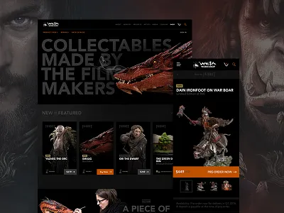 Weta Workshop Hero agency design digital ecommerce graphics home page landing page layout modern movie responsive ui design