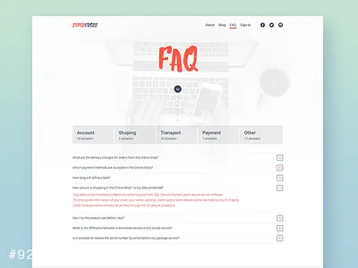 92 F.A.Q. dailyui desktop f.a.q. faq help landing landingpage page ui ux web webpage