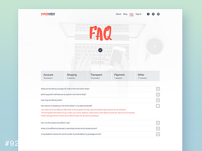 92 F.A.Q. dailyui desktop f.a.q. faq help landing landingpage page ui ux web webpage