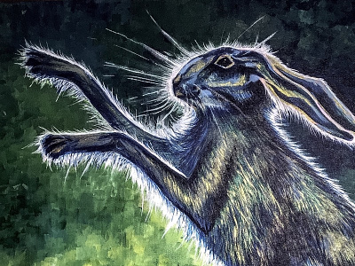 Dance of the Boxing Hare acrylics boxing hare canvas hare hares painting