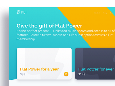 Gift Card landing page card design flat gift material ui ux web