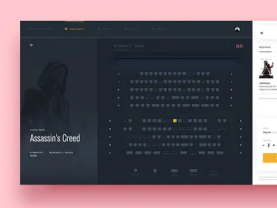 Cinema Tickets Booking / UI Challenge — Week 10 app application booking cinema dark movie seats simple theater tickets web website