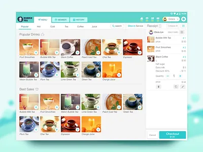 POS - ordering page beverage store btn for pad icon order page pos ui design user interface