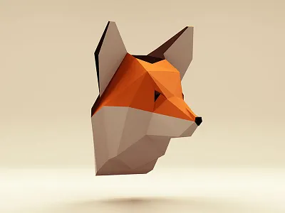 Low poly Fox 3d animal cinema4d fox head low poly lowpoly polygones sunset threejs trophy wild