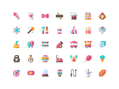 circus icon set ( flat ) free icon