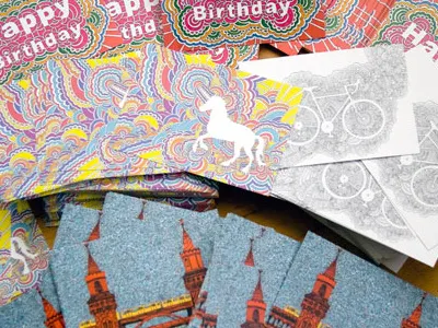 Drawing Meditation Postcards bike design drawing drawing meditation illustration postcards typography unicorn