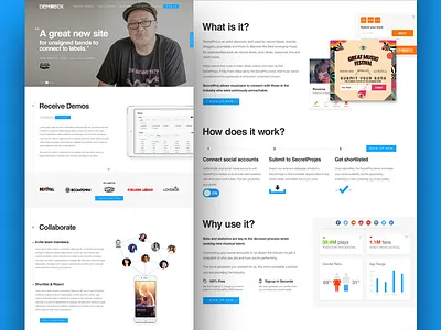 Artist/Industry Landing analytics artist landing material material design music music industry product ui web