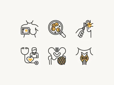 Health Check Up blood bone cancer cells checkup doctor health icon mammogram scan thyroid x ray