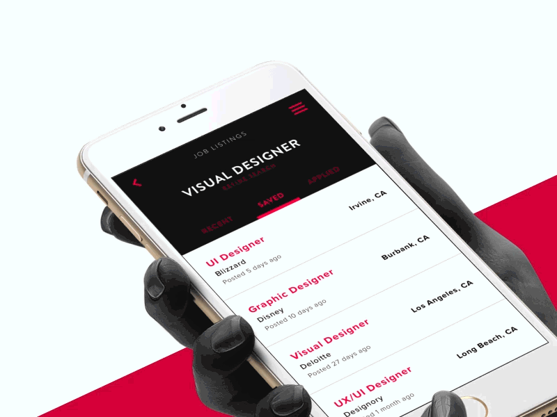 Daily UI 50 - Job Listing animation dailyui graphic design job job listing mobile app mobile design motion graphics uidesign user interface web design