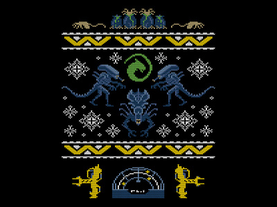 Xeno Xmas alien christmas jumper facehugger giger pixel art ugly sweater weyland yutani xenomorph xmas jumper