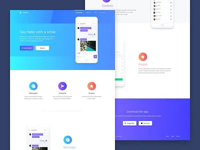 Landing Page app features footer header hero icons landing mobile mockup page ui ux