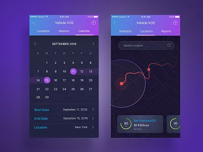 Logistics App Screens - Vehicle XOS app logisticsm mobile ui monile design statistics ux