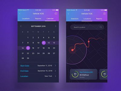 Logistics App Screens - Vehicle XOS app logisticsm mobile ui monile design statistics ux