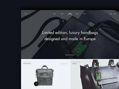 Fashion shop bag black dark ecommerce fashion handbag leather luxury shop ui ux