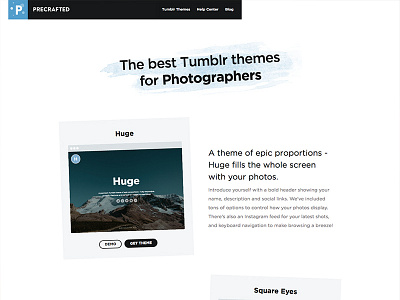 Precrafted Landing Page e commerce landing page marketing minimal photographers photography precrafted product themes tumblr