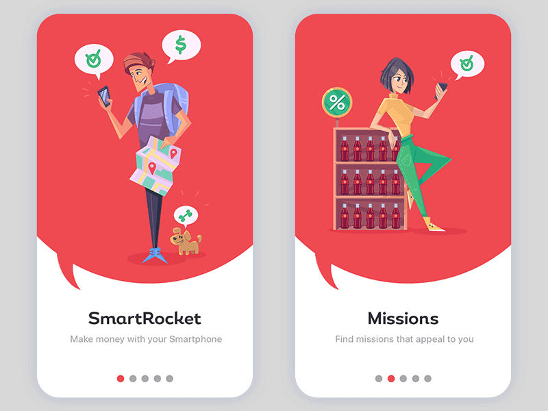 Walkthrough Screens app characters illustration pencil people process screens walkthrough