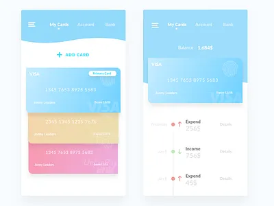 PayCards Concept bank cards colors credit design inspiration minimal payment product user interface