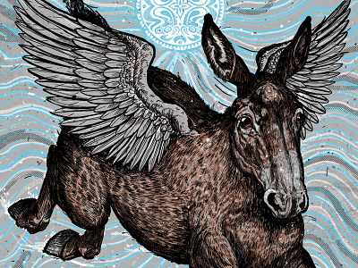 GOV'T MULE NYE govt illustration mule new years pegasus silkscreen wings
