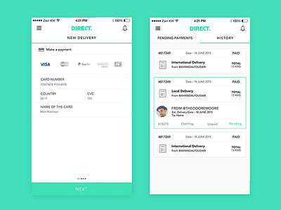 Direct ™ Mobile App android cargo delivery direct dubai ios iphone kuwait me ui ux