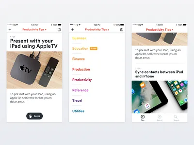 Tips App Navigation Exploration app ios iphone nav navigation swipe tips ui ux