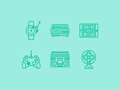 Technology Devices camera dslr fan icon joystick projector smart tv smartphone smartwatch tablet vector