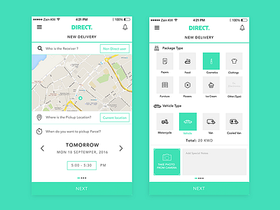 Direct ™ Mobile App android cargo delivery direct dubai ios iphone kuwait me ui ux