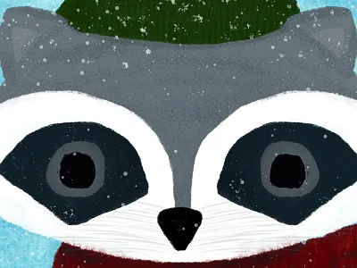 Raccoon2 digital painting illustration racoon snow texture winter