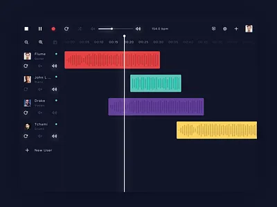 Jam session app app buttons dark flat ios ipad music sliders ui ux vector