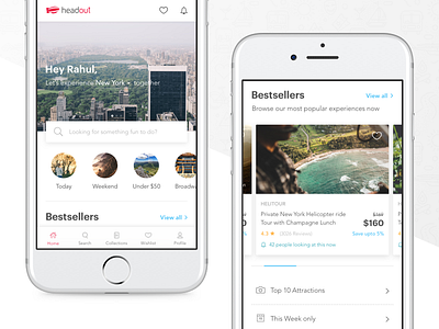 Mobile Home Page activity android experience feed headout homepage ios mobile mobile web new york travel