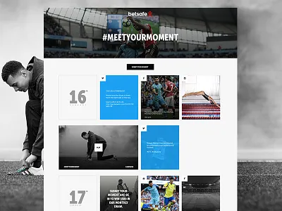 Betsafe - Meet Your Moment black and white grid minimal noise one page typography website