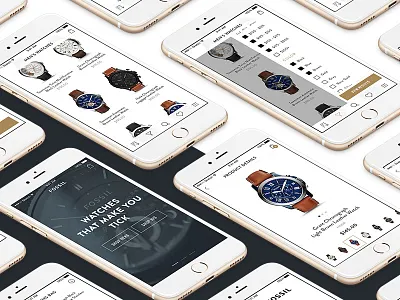 Fossil Watch Shop - Mobile Concept bag cart desktop fossil mobile product shop shopping watch webshop