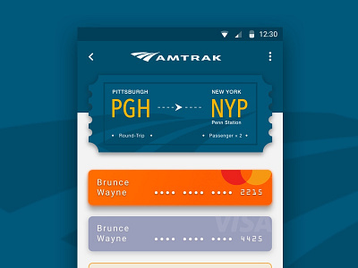 Credit Card Checkout - #002 Daily UI Design 002 amtrak android dailyui mobile ticket ui ux