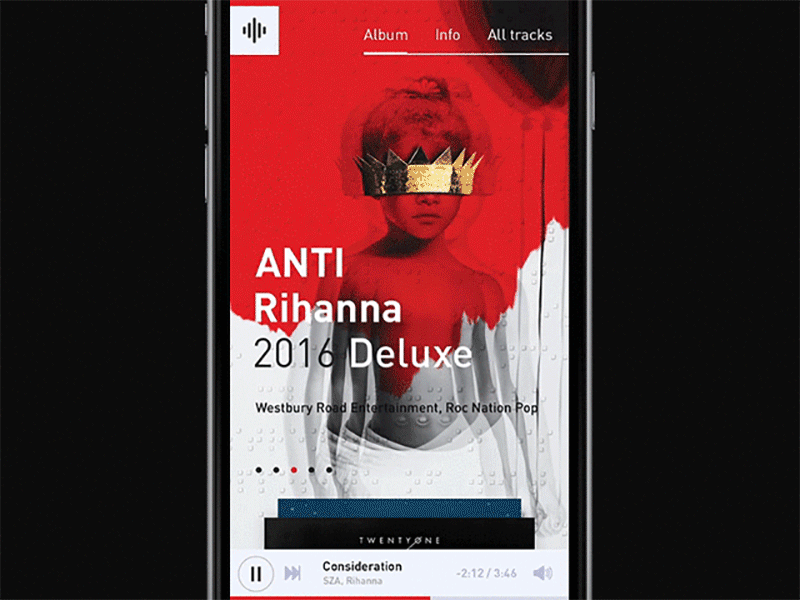 Player 7hp album animation app creative gif ios music player tracks ui ux