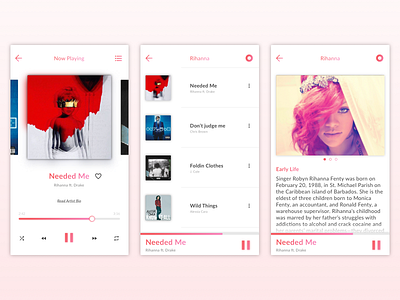 Music Player bio bright clean gradient music music player rihanna tracklist