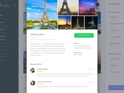 #Exploration | Detail Place backpack backpacker desktop detail dialog itenerary modal pop up travel web