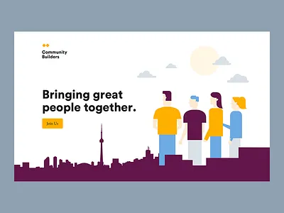 Community Builders community design flat geometry header hero home illustration landing ui ux website