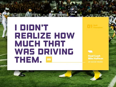 Hudl Champions background block card football hudl photo purple quote social sports yellow