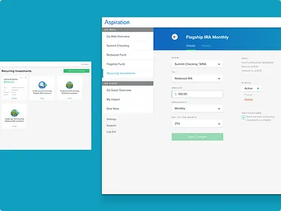 Recurring Investments aspiration banking create finance financial fund funds investing new
