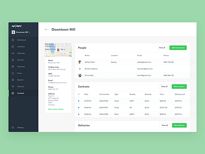 AgriDigital Web App - Contacts app clean contacts desktop freelance list simple ui ux web