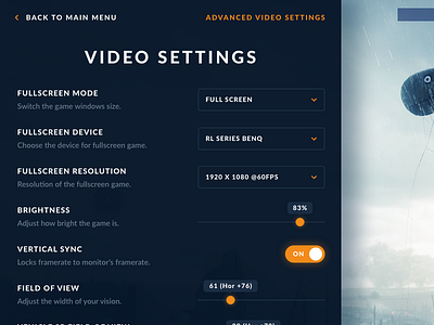 Daily UI 007 - Settings 007 battlefield 1 bf1 daily ui fps gaming orange settings ui arcade
